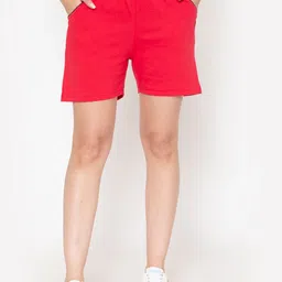 BODYACTIVE Women Pink Solid Mid Rise Regular Fit Cotton Shorts-image-86