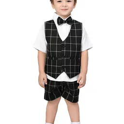 Jeetethnics Boys Black & White Solid Shirt with Shorts-image-40