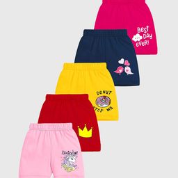 KUCHIPOO Kids Pack Of 5 Graphic Printed  Mid Rise Shorts-30