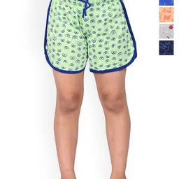 BAESD Girls Pack Of 5 Conversational Printed High-Rise Cotton Hot Pants Shorts-image-14