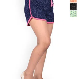 BAESD Girls Pack Of 4 Conversational Printed High-Rise Cotton Hot Pants Shorts-image-85
