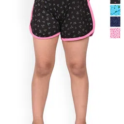BAESD Girls Pack of 5 Floral Printed High Rise Cotton Shorts-image-46