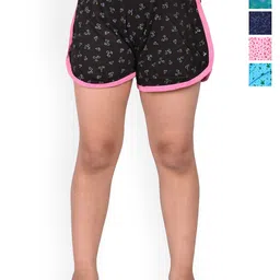 BAESD Girls Pack Of 5 Conversational Printed High-Rise Cotton Hot Pants Shorts-image-58