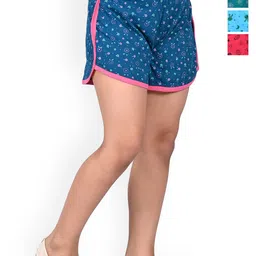 BAESD Girls Pack of 4 Printed High Rise Cotton Shorts-picture-8