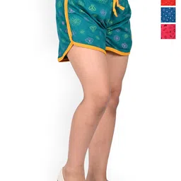 BAESD Girls Pack Of 4 Printed High-Rise Cotton Shorts-image-47