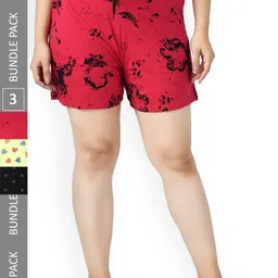 IndiWeaves Women Pack Of 3 High-Rise Printed Pure Cotton Shorts-image-72
