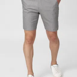 Peter England Men Grey Melange Solid Slim Fit Mid-Rise Regular Shorts-image-93