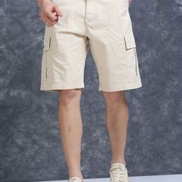 The Roadster Lifestyle Co Men Relaxed Fit Cotton Cargo Shorts-image-47