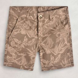 Cherry Crumble Boys Brown Floral Printed Cotton Chino Shorts-image-39