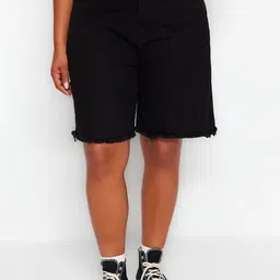 Trendyol Women Mid-Rise Denim Shorts-picture-47