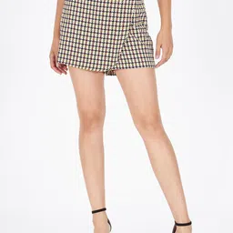 Kibo Women Houndstooth Printed High-Rise Mini Skorts-picture-20