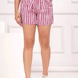 ETC Women Pink Abstract Printed High Rise Cotton Shorts-image-27