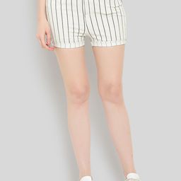 GUTI Women Striped High-Rise Cotton Denim Shorts-image-50
