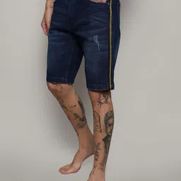 Campus Sutra Men Mid-Rise Cotton Denim Shorts-picture-24