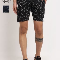 VIMAL JONNEY Men Pack Of 2 Black Conversational Printed Outdoor Sports Shorts-picture-19