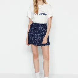 Trendyol Polka Dots Printed Flared Mini Skorts-image-43
