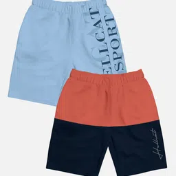 HELLCAT Boys Pack Of 2 Typography Printed Cotton Shorts-picture-16
