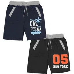SHARKTRIBE Boys Pack Of 2 Typography Printed Cotton Shorts-image-3