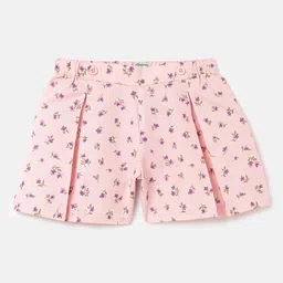 United Colors of Benetton Girls Floral Printed Cotton Linen Shorts-picture-36