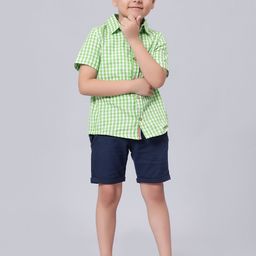 Biglilpeople Boys Checked Pure Cotton Shirt With Shorts Clothing Set-image-77