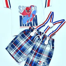 BAESD Kids Printed Pure Cotton T-shirt With Shorts & Suspenders-image-17