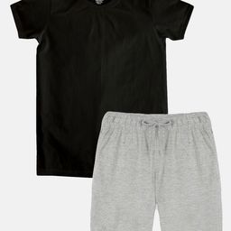 KiddoPanti Boys Round Neck Short Sleeves Pure Cotton T-shirt With Shorts-picture-37