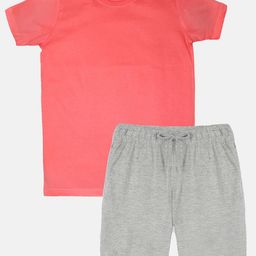 KiddoPanti Boys Round Neck Short Sleeves Pure Cotton T-shirt With Shorts-picture-38