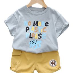 StyleCast Kids Grey Typography Printed T-shirt with Shorts-image-64
