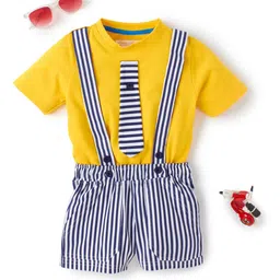 Knit N Knot Boys Striped T-shirt With Shorts-16
