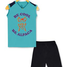 KiddoPanti Boys Printed Pure Cotton T-shirt with Shorts-picture-3