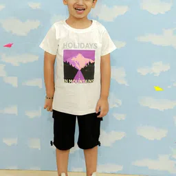 The Mom Store Boys Printed Pure Cotton T-shirt with Shorts-54
