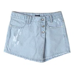 Allen Solly Junior Girls Solid Denim Shorts With Button Closure-image-34