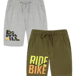 KiddoPanti Boys Pack Of 2 Pure Cotton Mid-Rise Shorts-image-42