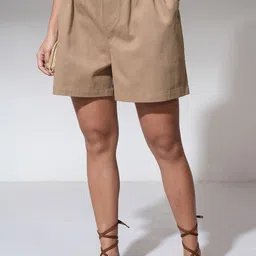 Tokyo Talkies Women Cotton High-Rise Elasticted Waist Relaxed Fit Shorts-image-14