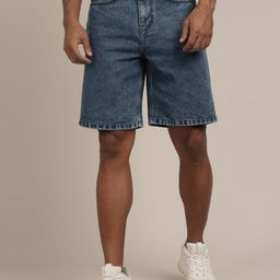 The Roadster Lifestyle Co. Men Blue Mid-Rise Cotton Denim Shorts-picture-9