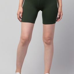 Apraa & Parma Women Olive Green Solid Cotton Skinny Fit Cycling Sports Shorts-image-71