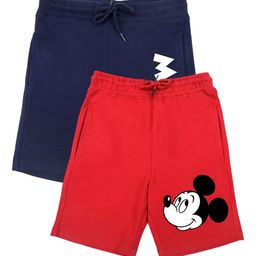 Disney by Wear Your Mind Boys Navy Blue & Red Set Of 2 Printed Mickey Mouse Shorts-image-61