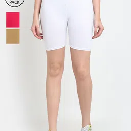 GRACIT Women Pack of 3 White Cycling Sports Shorts-picture-9