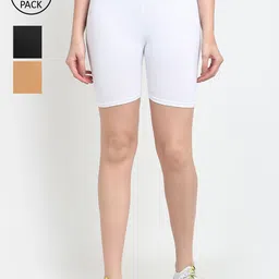 Jinfo Women Pack of 3 Solid Cycling Shorts-picture-10