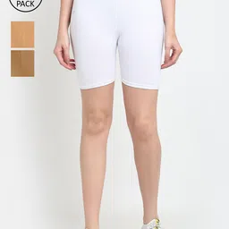 GRACIT Pack Of 3Women White Cycling Sports Shorts-image-98