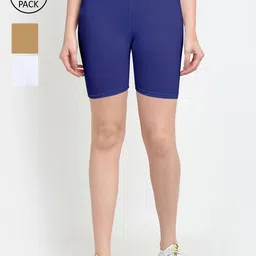 GRACIT Women Pack Of 3 Skinny Fit Cycling Sports Shorts-picture-17