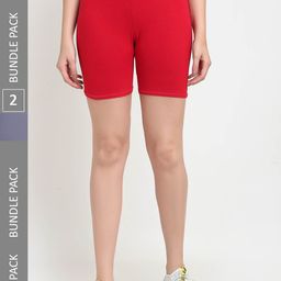 Jinfo Pack Of 2 Mid-Rise Above Knee Cycling Sports Shorts-picture-31