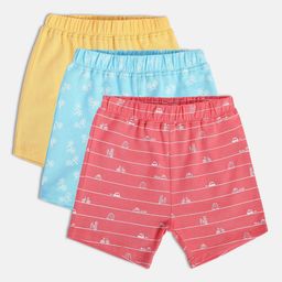 MINI KLUB Infant Boys Pack Of 3 Printed Pure Cotton Shorts-image-81