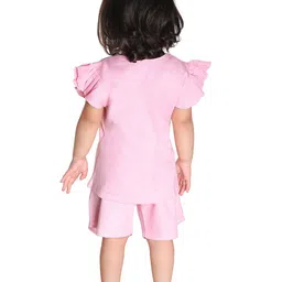 BAESD Girls Conversational Printed Flutter Sleeves Pure Top With Shorts image 4