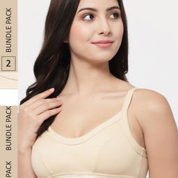 College Girl Pack of 2 Non Padded Seamed Cotton Sports Bra-picture-33