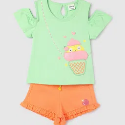 max Infants Girls Graphic Printed Pure Cotton Night suit-56