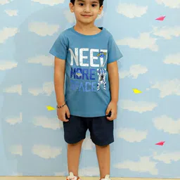 The Mom Store Boys Typography Printed Pure Cotton T-shirt With Shorts-image-49