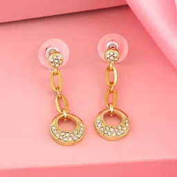 Estele Gold Plated Stone Studded Drop Earrings-40