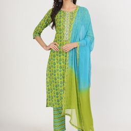 Divena Floral Printed Kurta With Trousers & With Dupatta-picture-12