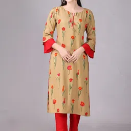 Elthia Floral Printed Bell Sleeves Straight Kurta with Trousers-picture-6